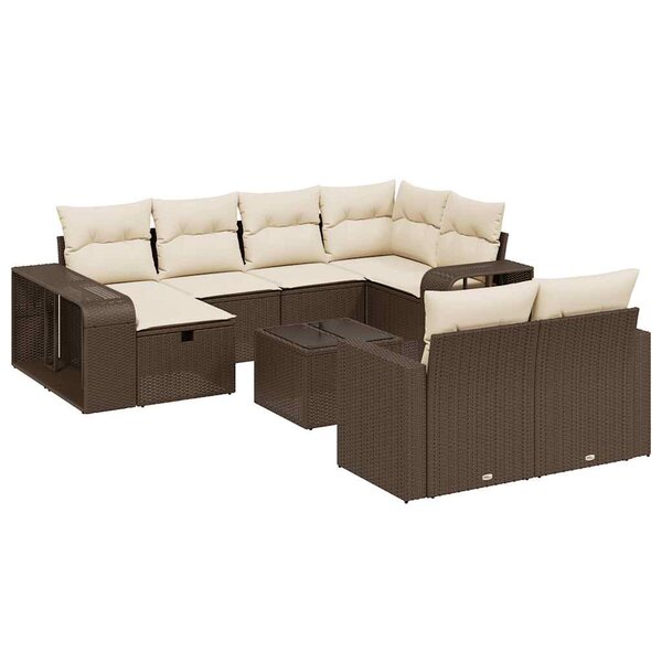 vidaXL Salon de jardin et coussins 11 Pièces marron résine tressée