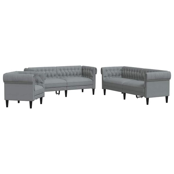 Ensemble de Canapés 3 Pièces Gris clair tissu