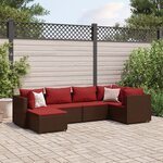 vidaXL Salon de jardin 6 Pièces avec coussins Marron Résine tressée