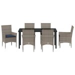 vidaXL Ensemble table et chaises avec coussin 7 Pièces Gris Rotin PE