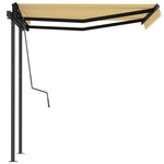 vidaXL Auvent rétractable automatique et poteaux 3 5x2 5 m Jaune blanc