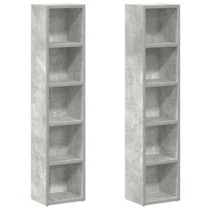 vidaXL Armoires à CD 2 Pièces Gris béton 21x16x93 5 cm Aggloméré