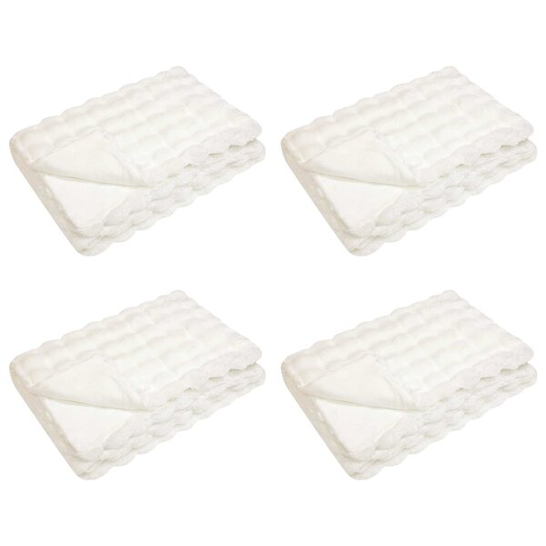 vidaXL Couverture en Fourrure de Lapin Synthétique 4 Pièces Blanc
