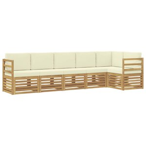 vidaXL Ensemble de canapés d'extérieur 6 pc Blanc et crème Polyester
