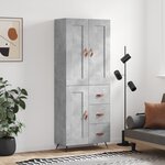 vidaXL Buffet haut Gris béton 69 5x34x180 cm Bois d'ingénierie