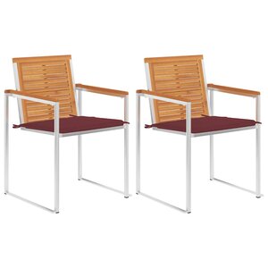 vidaXL Chaises de jardin avec coussins lot de 2 Acacia solide et acier