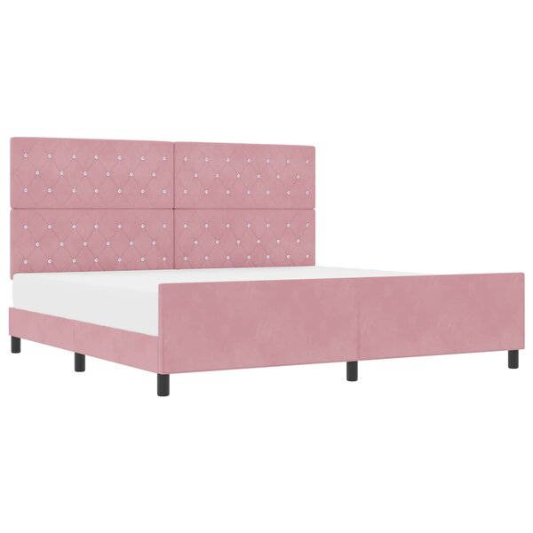 vidaXL Lit à ressorts avec tête de lit Rose 200 x 200 cm Velours