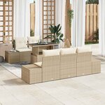 vidaXL Ensemble de canapé de jardin avec coussin 6 Pièces Beige et crème