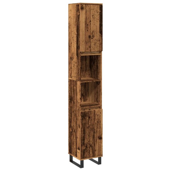 vidaXL Armoire de salle de bain vieux bois 30x30x190cm bois ingénierie