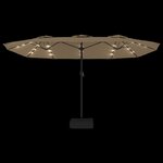 vidaXL Parasol de jardin à double tête avec LED taupe 449x265 cm