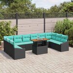 vidaXL Ensemble de salle à manger pour jardin 11 Pièces Noir et Sarcelle