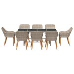 vidaXL Ensemble de salle à manger 9 Pièces Gris clair