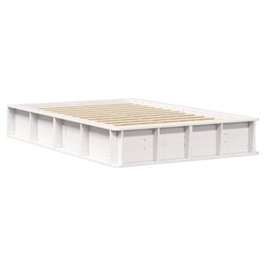 vidaXL Cadre de lit avec stockage Blanc 140 x 200 cm Pin massif