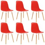 Vidaxl chaises de salle à manger 6 pcs rouge plastique