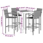 vidaXL Ensemble de bar de jardin 5 Pièces marron bois massif acacia rotin
