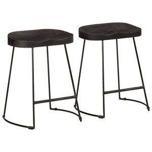 vidaXL Tabourets de bar lot de 2 noir 46x38x52 cm bois manguier massif