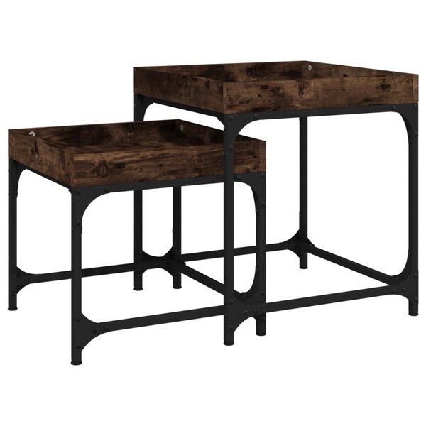 vidaXL Tables d'appoint 2 Pièces Chêne fumé Bois d'ingénierie