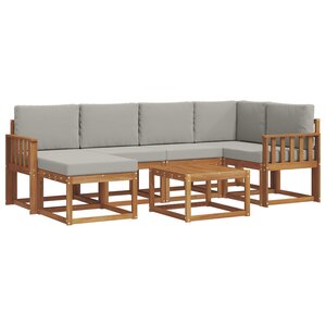 vidaXL Ensemble de canapés d'extérieur 7 pc Gris Naturel et Clair