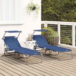 vidaXL Chaise longue pliante 2 Pièces Bleu 190 x 57 x 81 cm oxford