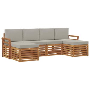 vidaXL Ensemble de canapés d'extérieur 6 pc Gris Naturel et Clair