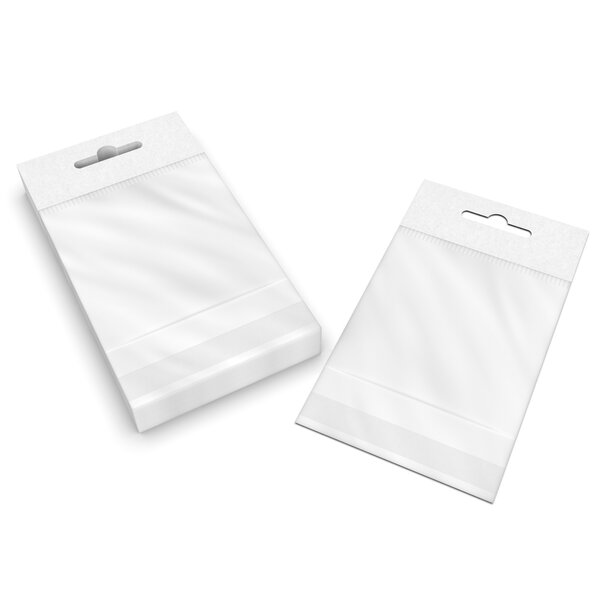 Lot de 250 85x80 mm sac transparent cellophane avec dispositif d'accrochage en rayon - 250