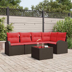 vidaXL Ensemble de canapé de jardin 6 Pièces Marron et rouge polyrotin
