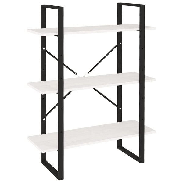 vidaXL Bibliothèque à 3 niveaux Blanc 80x30x105 cm Bois de pin massif