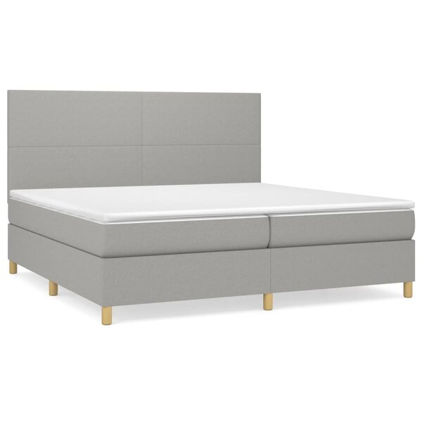 vidaXL Sommier à lattes de lit avec matelas Gris clair 200x200cm Tissu