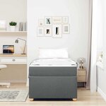 vidaXL Cadre de lit avec matelas Gris foncé 90 x 190 cm tissu