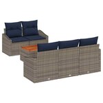 vidaXL Ensemble de canapé de jardin 6 Pièces Gris et bleu marine