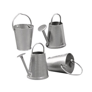 Arrosoir et seau en métal  2 types  2 - 3 cm  4 pces