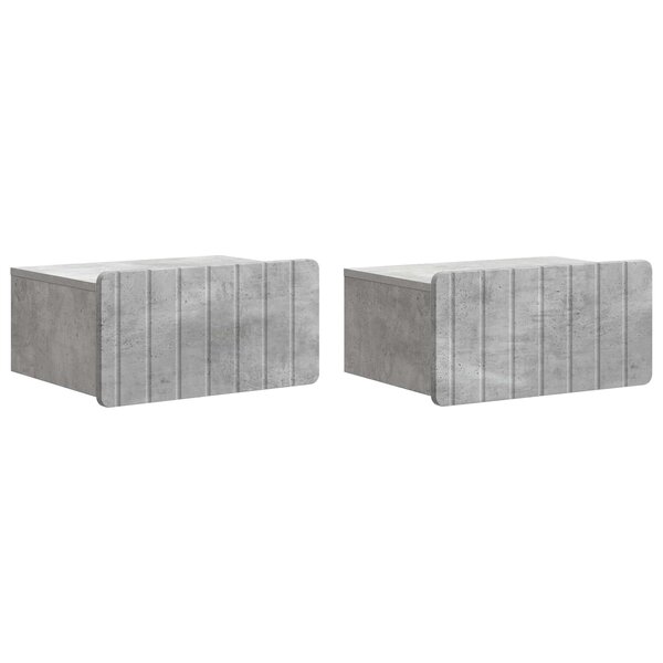vidaXL Cabinet de chevet mural 2 Pièces Gris béton 49 x 34 5 x 24 cm
