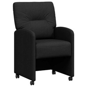 vidaXL Chaises de Salle à Manger avec Roues 2 Pièces Noir 57 x 67 x 95 cm