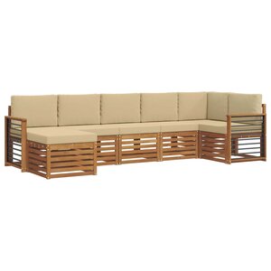 vidaXL Ensemble de canapés d'extérieur 7 pc Naturel et Beige