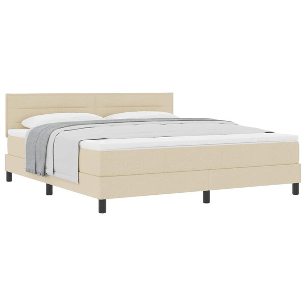 vidaXL Lit à ressorts avec coussin Crème 180 x 200 cm tissu