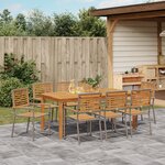 Ensemble de salle à manger de jardin vidaXL en poly rotin gris de 9 pièces