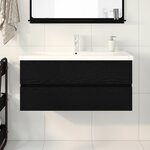 vidaXL Cabinet de lavabo avec évier intégré Chêne noir Bois d'ingénierie