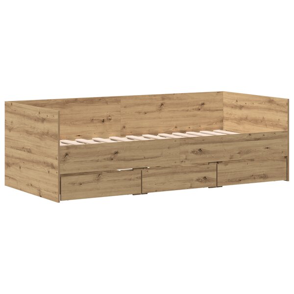 vidaXL Lit banquette Chêne artisanal Bois d'ingénierie 90 x 200 cm
