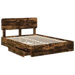 vidaXL Lit de Rangement Chêne fumé 160 x 200 cm Bois d'ingénierie