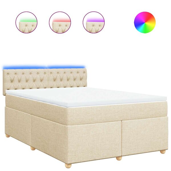 vidaXL Sommier à lattes de lit avec matelas Crème 140x190 cm Tissu