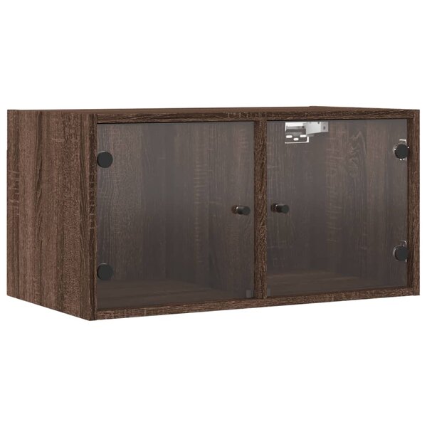 vidaXL Armoire murale avec portes en verre chêne marron 68 5x37x35 cm