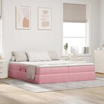 vidaXL Lit avec rangement et matelas Rose 200 x 200 cm Velours