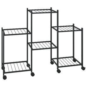 vidaXL Jardinière avec roues 83x25x63 5 cm Noir Fer