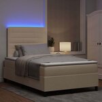 vidaXL Lit à ressorts avec matelas avec LED Crème 120 x 200 cm tissu