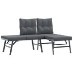 vidaXL Bancs de jardin avec coussins lot de 2 acier enduit de poudre