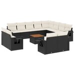 vidaXL Salon de jardin avec coussins 13 Pièces noir résine tressée