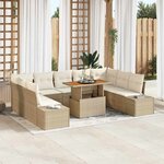 vidaXL Ensemble de salle à manger pour jardin 10 Pièces Beige  Crème