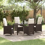 vidaXL Ensemble de salle à manger de jardin 5 pièces avec coussins marron Poly Rattan