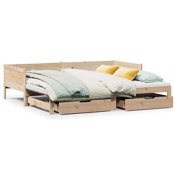vidaXL Lit de jour avec gigogne et tiroirs sans matelas 90x190 cm