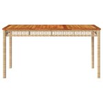 vidaXL Table de jardin beige 140x80x75 cm résine tressée et acacia